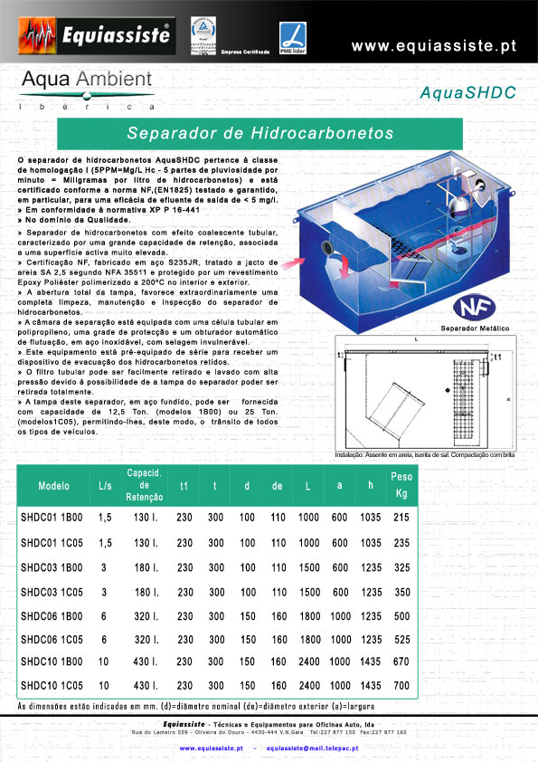 Aqua Ambient - Tratamento de Águas e resíduos - Separador de Hidrocarbonetos